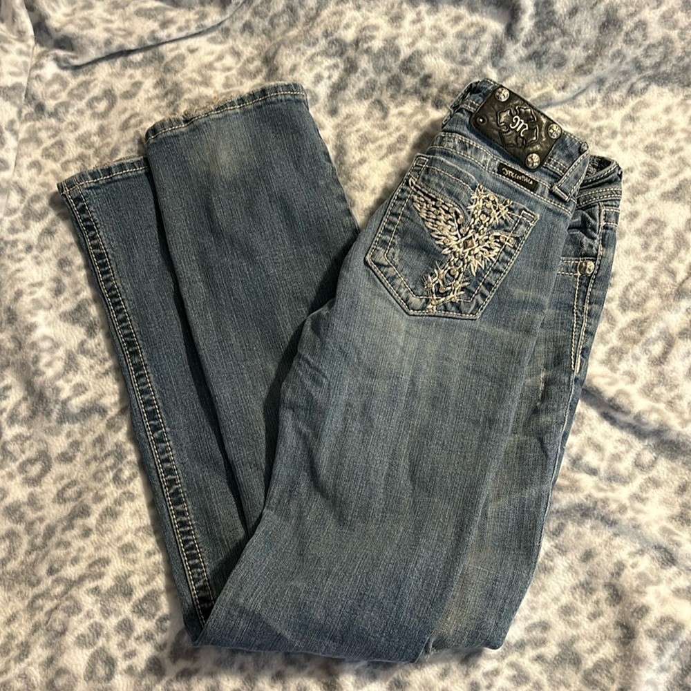 Dark washed flared miss me jeans